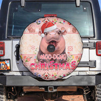 Moodeng Christmas Spare Tire Cover Cute Hippo Holiday with Pastel Floral Festive Vibes - Wonder Print Shop