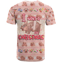 Moodeng Christmas T Shirt Cute Hippo Holiday with Pastel Floral Festive Vibes - Wonder Print Shop