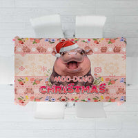Moodeng Christmas Tablecloth Cute Hippo Holiday with Pastel Floral Festive Vibes - Wonder Print Shop