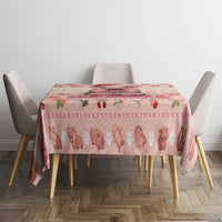 Moodeng Christmas Tablecloth Cute Hippo Holiday with Pastel Floral Festive Vibes - Wonder Print Shop