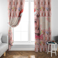 Moodeng Christmas Window Curtain Cute Hippo Holiday with Pastel Floral Festive Vibes - Wonder Print Shop