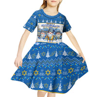 Happy Chrismukkah Kid Short Sleeve Dress Gnome Funny Hanukkah Christmas Mashup - Wonder Print Shop