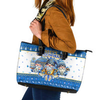 Happy Chrismukkah Leather Tote Bag Gnome Funny Hanukkah Christmas Mashup - Wonder Print Shop