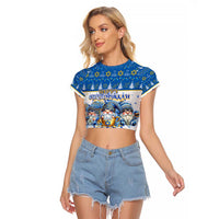 Happy Chrismukkah Raglan Cropped T Shirt Gnome Funny Hanukkah Christmas Mashup - Wonder Print Shop