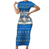 Happy Chrismukkah Short Sleeve Bodycon Dress Gnome Funny Hanukkah Christmas Mashup - Wonder Print Shop