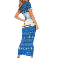 Happy Chrismukkah Short Sleeve Bodycon Dress Gnome Funny Hanukkah Christmas Mashup - Wonder Print Shop