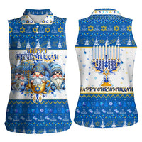 Happy Chrismukkah Women Sleeveless Polo Shirt Gnome Funny Hanukkah Christmas Mashup - Wonder Print Shop