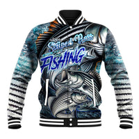 Striped Bass Fishing Baseball Jacket Bold Ocean Angler Design - Wonder Print Shop