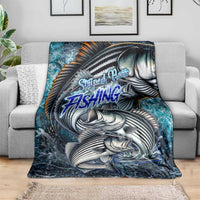 Striped Bass Fishing Blanket Bold Ocean Angler Design - Wonder Print Shop