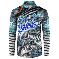Striped Bass Fishing Button Sweatshirt Bold Ocean Angler Design - Wonder Print Shop