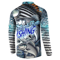 Striped Bass Fishing Button Sweatshirt Bold Ocean Angler Design - Wonder Print Shop