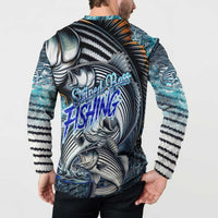 Striped Bass Fishing Button Sweatshirt Bold Ocean Angler Design - Wonder Print Shop
