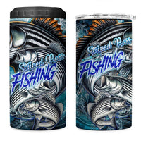 Striped Bass Fishing 4 in 1 Can Cooler Tumbler Bold Ocean Angler Design - Wonder Print Shop