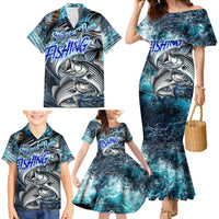 Striped Bass Fishing Family Matching Mermaid Dress and Hawaiian Shirt Bold Ocean Angler Design - Wonder Print Shop