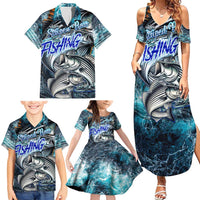 Striped Bass Fishing Family Matching Summer Maxi Dress and Hawaiian Shirt Bold Ocean Angler Design - Wonder Print Shop