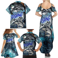 Striped Bass Fishing Family Matching Summer Maxi Dress and Hawaiian Shirt Bold Ocean Angler Design - Wonder Print Shop