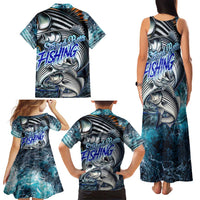 Striped Bass Fishing Family Matching Tank Maxi Dress and Hawaiian Shirt Bold Ocean Angler Design - Wonder Print Shop