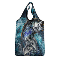 Striped Bass Fishing Grocery Bag Bold Ocean Angler Design - Wonder Print Shop