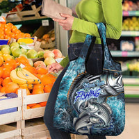 Striped Bass Fishing Grocery Bag Bold Ocean Angler Design - Wonder Print Shop