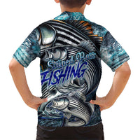Striped Bass Fishing Kid Hawaiian Shirt Bold Ocean Angler Design - Wonder Print Shop