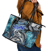 Striped Bass Fishing Leather Tote Bag Bold Ocean Angler Design - Wonder Print Shop
