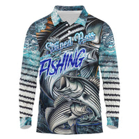 Striped Bass Fishing Long Sleeve Polo Shirt Bold Ocean Angler Design - Wonder Print Shop