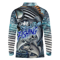 Striped Bass Fishing Long Sleeve Polo Shirt Bold Ocean Angler Design - Wonder Print Shop