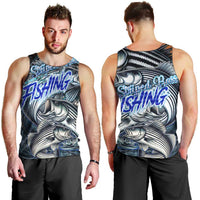 Striped Bass Fishing Men Tank Top Bold Ocean Angler Design - Wonder Print Shop