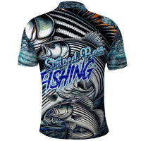 Striped Bass Fishing Polo Shirt Bold Ocean Angler Design - Wonder Print Shop