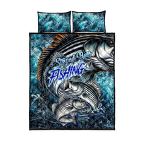 Striped Bass Fishing Quilt Bed Set Bold Ocean Angler Design - Wonder Print Shop