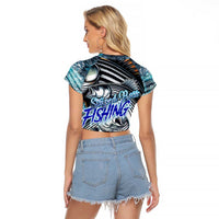 Striped Bass Fishing Raglan Cropped T Shirt Bold Ocean Angler Design - Wonder Print Shop