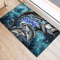 Striped Bass Fishing Rubber Doormat Bold Ocean Angler Design - Wonder Print Shop
