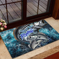 Striped Bass Fishing Rubber Doormat Bold Ocean Angler Design - Wonder Print Shop