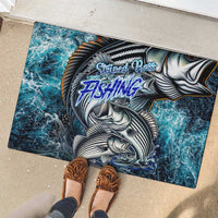 Striped Bass Fishing Rubber Doormat Bold Ocean Angler Design - Wonder Print Shop