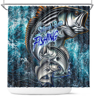 Striped Bass Fishing Shower Curtain Bold Ocean Angler Design - Wonder Print Shop