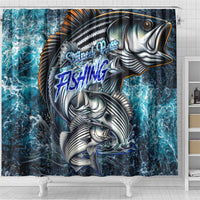 Striped Bass Fishing Shower Curtain Bold Ocean Angler Design - Wonder Print Shop