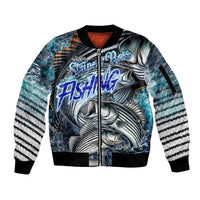 Striped Bass Fishing Sleeve Zip Bomber Jacket Bold Ocean Angler Design - Wonder Print Shop
