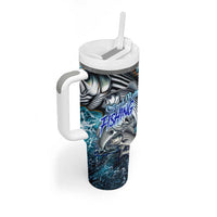 Striped Bass Fishing Tumbler With Handle Bold Ocean Angler Design - Wonder Print Shop