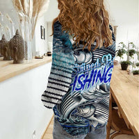 Striped Bass Fishing Women Casual Shirt Bold Ocean Angler Design - Wonder Print Shop