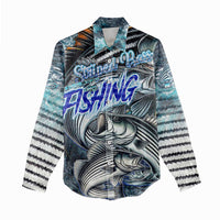 Striped Bass Fishing Women Casual Shirt Bold Ocean Angler Design - Wonder Print Shop