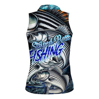 Striped Bass Fishing Women Sleeveless Polo Shirt Bold Ocean Angler Design - Wonder Print Shop