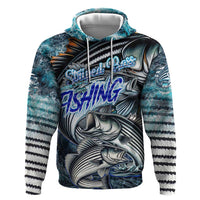 Striped Bass Fishing Zip Hoodie Bold Ocean Angler Design - Wonder Print Shop