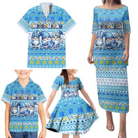 Merry Chrismukkah Family Matching Puletasi and Hawaiian Shirt Jewish Christmas Gnomes and Menorahs - Wonder Print Shop