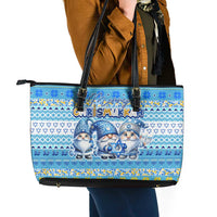 Merry Chrismukkah Leather Tote Bag Jewish Christmas Gnomes and Menorahs - Wonder Print Shop