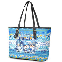 Merry Chrismukkah Leather Tote Bag Jewish Christmas Gnomes and Menorahs - Wonder Print Shop