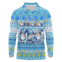 Merry Chrismukkah Long Sleeve Polo Shirt Jewish Christmas Gnomes and Menorahs - Wonder Print Shop