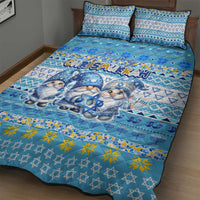 Merry Chrismukkah Quilt Bed Set Jewish Christmas Gnomes and Menorahs - Wonder Print Shop