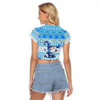 Merry Chrismukkah Raglan Cropped T Shirt Jewish Christmas Gnomes and Menorahs - Wonder Print Shop