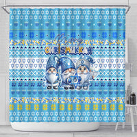 Merry Chrismukkah Shower Curtain Jewish Christmas Gnomes and Menorahs - Wonder Print Shop