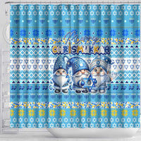 Merry Chrismukkah Shower Curtain Jewish Christmas Gnomes and Menorahs - Wonder Print Shop